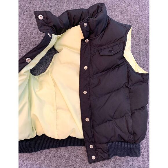 Gap Down Puffer Vest Womens S High Neck Banded Waist Snap Pockets - Picture 7 of 8